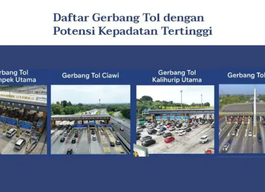 Berdasarkan data Jasa Marga, waspadai 4 gerbang tol rawan macet (Cikampek, Ciawi, Kalihurip, Cikupa) selama Libur Nataru 2025/2026. (Sumber: Instagram/@official.jasamarga)