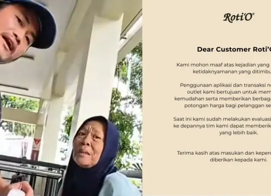 Roti'O akhirnya klarifikasi usai viral video seorang nenek ditolak membayar pakai uang tunai. (Sumber: Kolase)