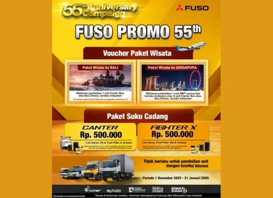 Hadiah bagi pelanggan lewat program Mitsubishi Fuso 55th Aniversary Campaign. (Sumber: Dok. Istimewa)