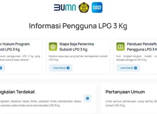 Pertamina membuat website untuk melihat lokasi pangkalan gas 3 kg terdekat. (Sumber: subsiditepatlpg.mypertamina.id)