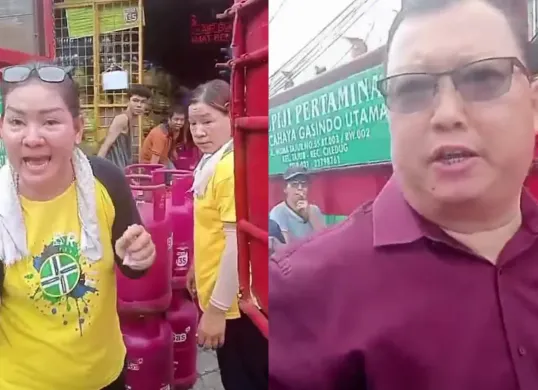 Seorang warga meluapkan kekesalannya ketika menduga sebuah pangkalan menimbun gas LPG 3 kg di Tangerang. (Sumber: Tangkap Layar Instagram/@funnelmedia)