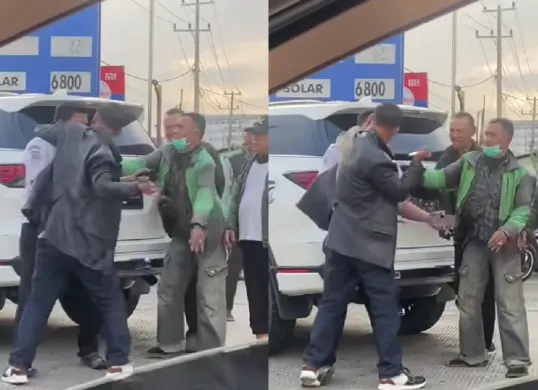 Pengendara mobil Pajero menusuk kernet bus Damri karena tidak terima ditegur menyerobot antrean. (Sumber: Tangkap Layar Instagram/@medsos_rame)
