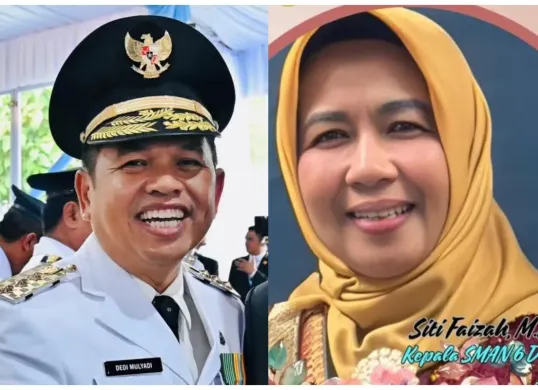 Kolase Gubernur Jabar Dedi Mulyadi dan Kepala Sekolah SMAN 6 Depok yang dipecat karena mengadakan study tour. (Sumber: Kolase Instagram Dedi Mulyadi dan SMAN 6 Depok)