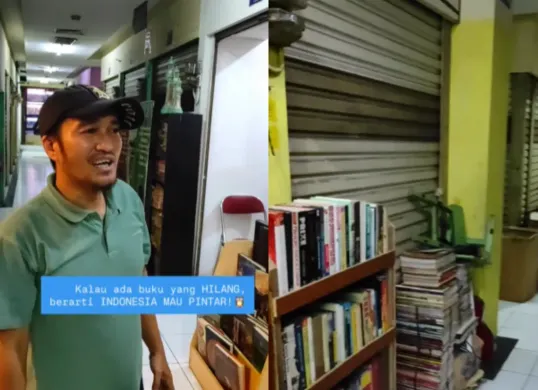 Momen penjual buku di Jakarta Timur mengaku aman dari pencurian. (Sumber: Tangkap Layar Instagram/@ardian.purwoseputro)