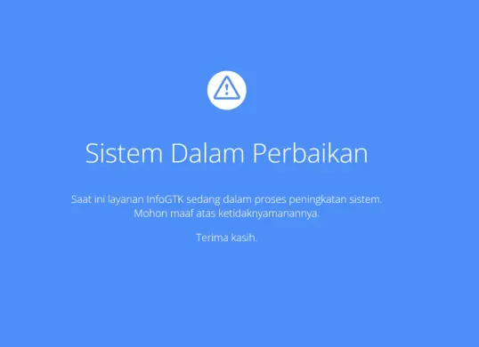 Meski sedang maintenance, platform ini tetap bisa diakses melalui link resmi atau alternatif PTK Datadik. (Sumber: info.gtk.kemdikbud.go.id)