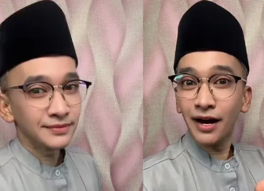 Ruben Onsu tampil mengenakan baju koko dan peci, menimbulkan spekulasi netizen jika ia telah menjadi mualaf. (Sumber: TikTok/@rubenonsuofficial)