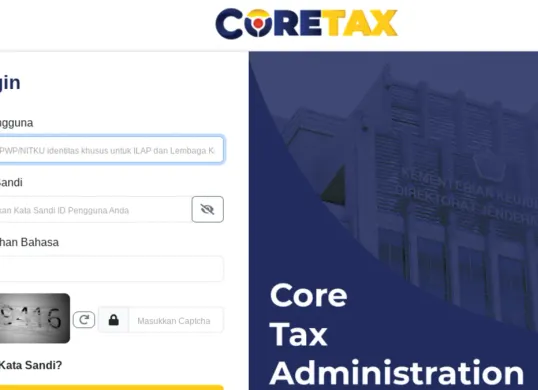  Login dashboard Coretax (Sumber: Coretax)