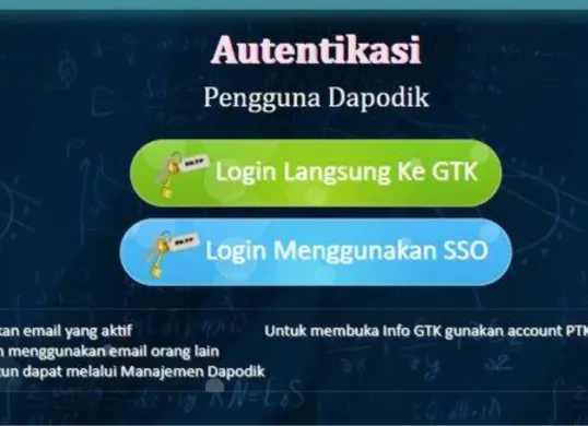 Tampilan laman login Info GTK untuk cek tunjangan guru. (Sumber: Istimewa)