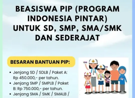 Bansos PIP 2025 memberikan dana bantuan untuk siswa SD, SMP, dan SMA. Pastikan kamu mengetahui nominal yang diterima di setiap jenjang pendidikan (Sumber: Instagram/@indbeasiswa)