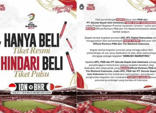 Cara pembelian tiket Timnas Indonesia vs Bahrain melalui aplikasi Livin' by Mandiri (Sumber: Instagram/@timnasindonesia)