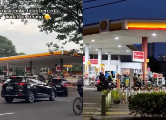 Buntut skandal Pertamina, masyarakat terlihat memenuhi SPBU swasta, Shell untuk isi BBM. (Sumber: Tangkap Layar TikTok/@yosuasep ; Instagram/@vaviean)