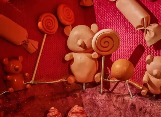 Spot foto serba pink dengan ornamen permen-permen lucu di Fantasy Land (Sumber: Instagram/@puncak.fantasyland)