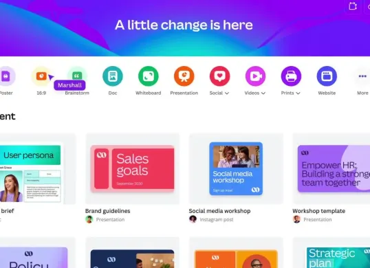 Tampilan pilihan website yang tersedia di platform Canva. (Sumber: Canva)