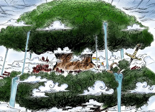 Penampakan Pulau Elbaf dalam One Piece. (Sumber: X/@OAlyhia)