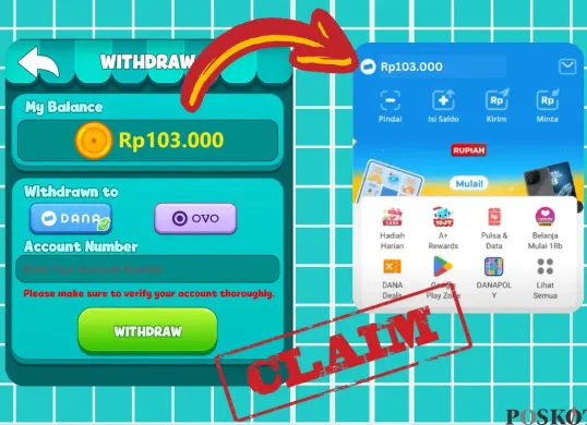 Dapatkan hadiah berupa saldo dompet elektronik hingga sebesar Rp103 dengan menggunakan aplikasi terbaru ini. (Sumber: Poskota/Muhamad Arip Apandi)