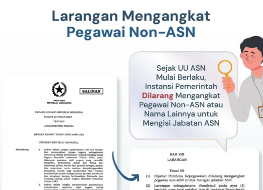 Ilustrasi aturan melarang mengangkat honorer atau tenaga non-ASN. (Sumber: Instagram/@kemenpanrb)