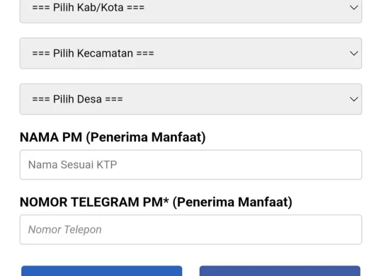 Tautan palsu yang menyerupai laman DTKS meminta Anda menuliskan akun Telegram. (Sumber: Instagram/bantuan_sosial_official)