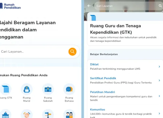 Ilustrasi akses Ruang GTK di aplikasi Rumah Pendidikan. (Sumber: Rumah Pendidikan)