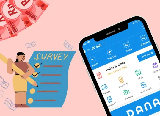 Klaim saldo DANA gratis dari aplikasi penghasil uang survei online hingga Rp50.000 dalam sekali tarik. (Sumber: Poskota/edited by Syifa Luthfiyah)
