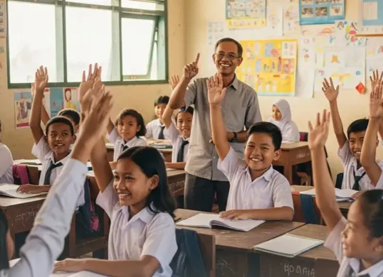 Ilustrasi anak-anak sekolah di ruang kelas. (Sumber: Instagram/bakohumasofficial)