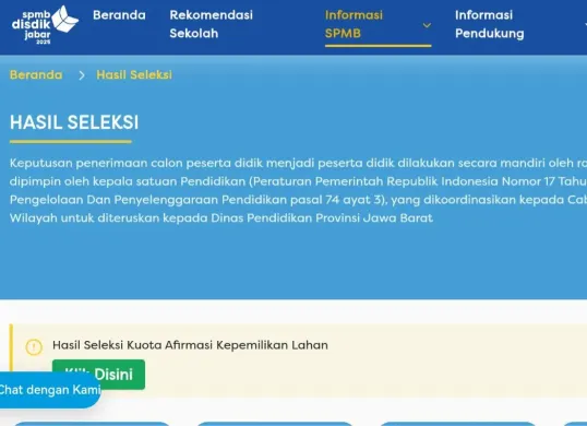 Berikut ini link dan cara cek hasil SPMB Jabar 2025. (Sumber: tangkapan layar)