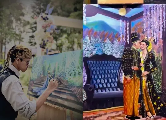 Azmi Fathurrahman viral usai aksi live painting di pernikahan Al Ghazali dan Alyssa Daguise, ini profilnya. (Sumber: Istimewa)