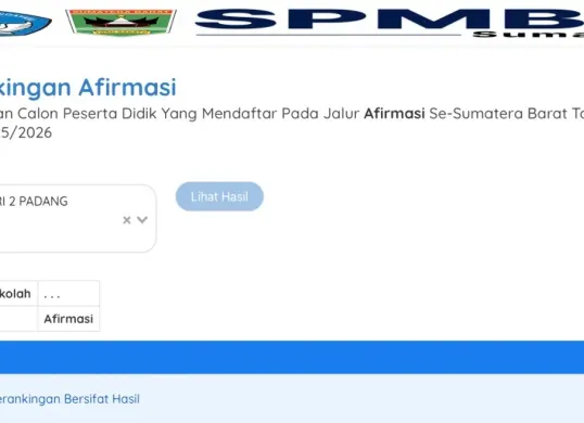 Link pengumuman hasil SPMB Sumbar 2025 (Sumber: SPMB Sumbar)
