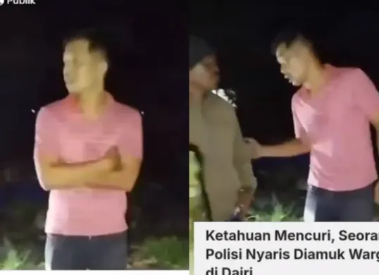 Momen diduga seorang anggota polisi Polres Dairi diduga mencuri batu bata milik warga. (Sumber: Tangkap Layar Facebook/Poli Anri Simanjuntak)