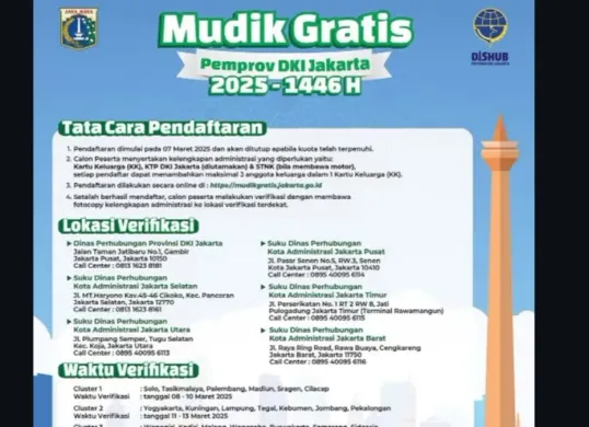 Poster mudik gratis lebaran 2025 dari Pemprov DKI Jakarta. (Sumber: Instagram/@informasimudik)