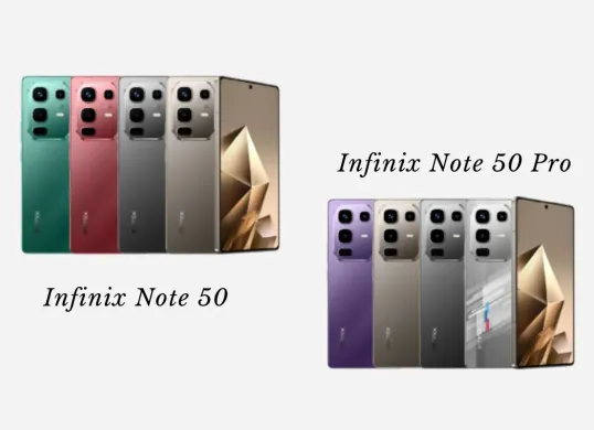 Tampilan hp Infinix Note 50 dan Note 50 Pro. (Sumber: Kolase/id.infinixmobility.com)