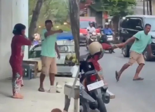 Momen seorang pria melakukan penganiayaan dengan sajam kepada mantan kekasihnya di Sulawesi Tengah. (Sumber: Tangkap Layar X/@neVerAl0ne)