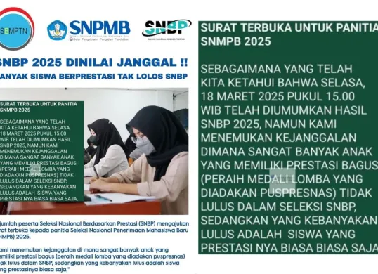 Tangkapan layar Surat Terbuka SNBP 2025 dinilai Janggal lantaran banyak siswa berprestasi tak lolos di jalur tersebut. (Sumber: Instagram: info.snpmb)