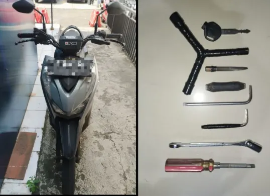 Barang bukti aksi tindak pidana curanmor di kawasan Kemayoran, Jakarta Pusat, Jumat, 21 Maret 2025. (Sumber: Dok Polres Jakarta Pusat)