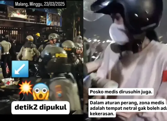 Potret detik-detik tim medis direpresi oleh polisi. (Sumber: X/@LBHPosMalang)