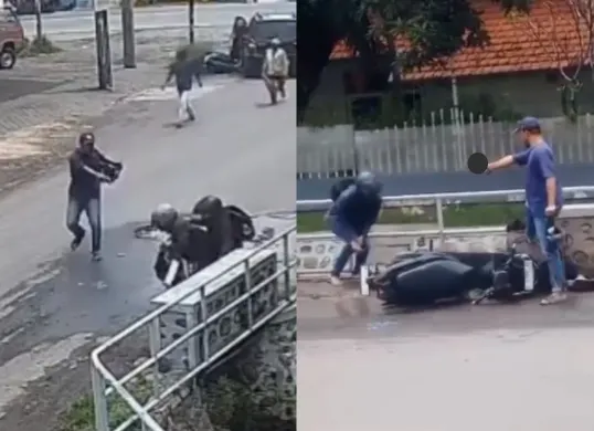 Momen seorang anggota Polsek Dringu, Probolinggo menembakan dua terduga begal bersajam. (Sumber: Tangkap Layar Instagram/@funnelmedia)