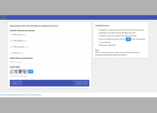 NIK KTP tidak tunjukkan status, berikut penyebab dan solusinya. (Sumber: Cekbansos.kemensos.go.id)