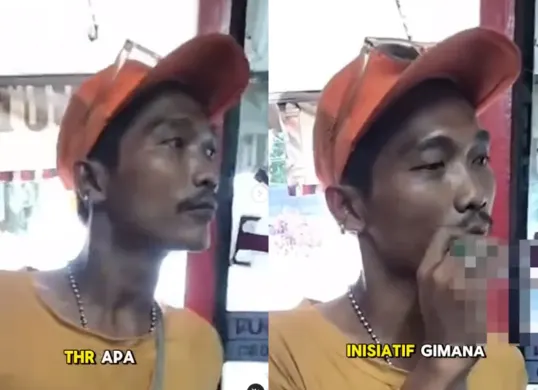 Pria mengaku sebagai anggota Ormas memalak THR kepada tukang cukur di kawasan Cilandak. (Sumber: Tangkap Layar Instagram/@fakta.indo)