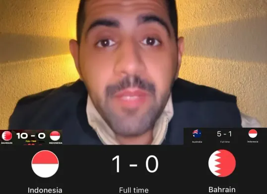 Kemenangan Timnas Indonesia disindir selebgram Bahrain, Ganindra Bimo tak sanggup tahan emosi. (Sumber: Tangkapan layar/Instagram @noaimi9/edit: Raihan Ali)