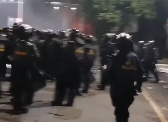 Aksi kericuhan demo RUU TNI di Karawang (Sumber: X/@Airindatanglagi)