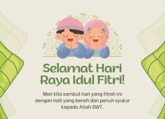 Buat ucapan Idul Fitri yang kreatif dan menarik dengan Canva. Ikuti panduan lengkap ini untuk desain ucapan Lebaran yang mudah dan gratis. (Sumber: Canva)