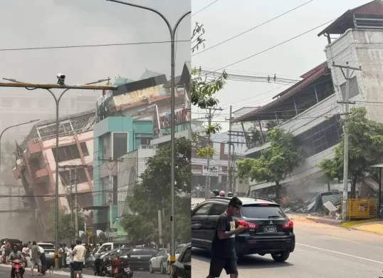 Dampak gempa bumi di Myanmar dan Thailand (Sumber: X/@WeatherMonitors)
