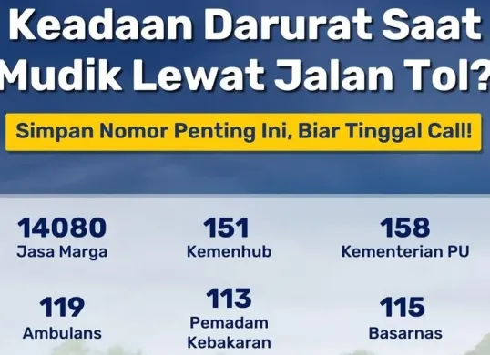 Inilah beberapa nomor darurat lewat jalan tol yang mungkin bermanfaat. (Jasa Marga Metropolitan)