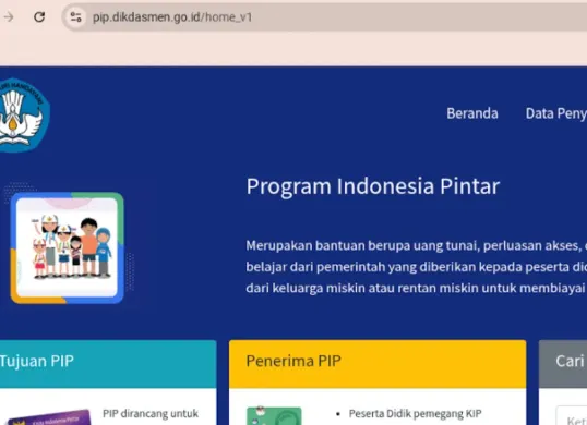 Perubahan laman resmi cek bantuan PIP. (Sumber: Tangkap layar pip.dikdasmen.go.id)