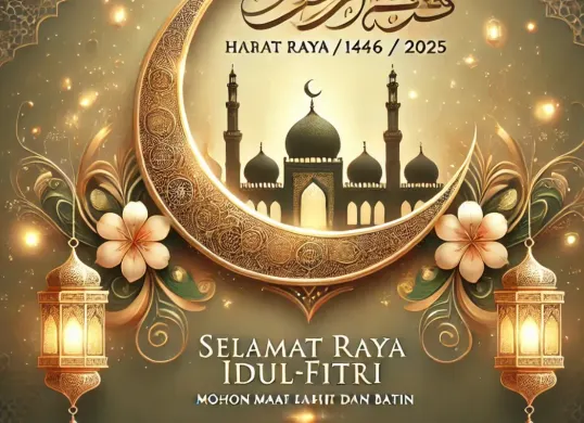 Ilustrasi ucapan Idul Fitri yang dibuat menggunakan alat kecerdasan buatan (AI). (Sumber: Poskota/Dzikri)