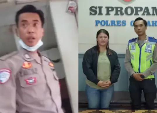 Polisi yang diduga meminta uang tilang Rp500 ribu ke pengendara motor berakhir damai. (Sumber: Tangkap Layar Instagram/@cimahipolres)