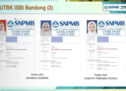Beberapa kartu peserta UTBK 2025 dengan wajah serupa namun identitas berbeda viral di media sosial, memicu dugaan praktik joki seleksi perguruan tinggi. (Sumber: X/@jongufisip)