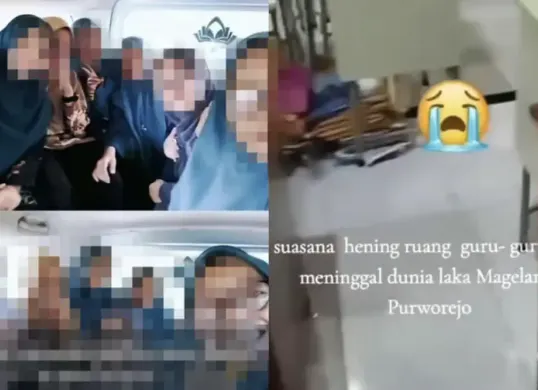 Ruang guru Yayasan As Syafiiyah tampak kosong dan hening setelah tragedi kecelakaan maut yang menewaskan 10 pendidik, 7 Mei 2025. (Sumber: Instagram @lambegosiip)