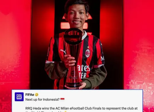 Huda pemain esport di eFootball asal tim RRQ berhasil menjuarai eFootball Championship 2025  AC Milan Club Finals. (IG RRQ)
