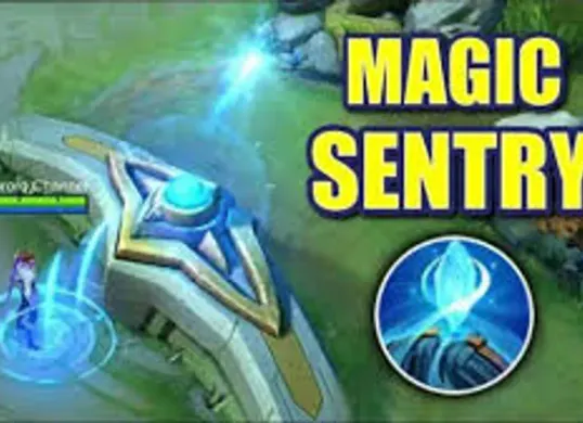 Tampilan Magic Sentry aktif di base tim, memberikan vision strategis selama 6 detik untuk membantu tim bertahan dalam tekanan di late game.