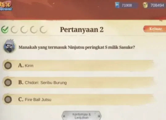 Kunci jawaban event MLBB x Naruto 2025 Heri Tingkat S. (Sumber: TikTok/@borneogaming)